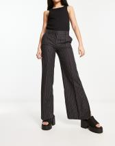 スーツ pin stripe designbaggy flare slacks Mens Bell Bottoms Flares Black & White Pin Stripe Striped