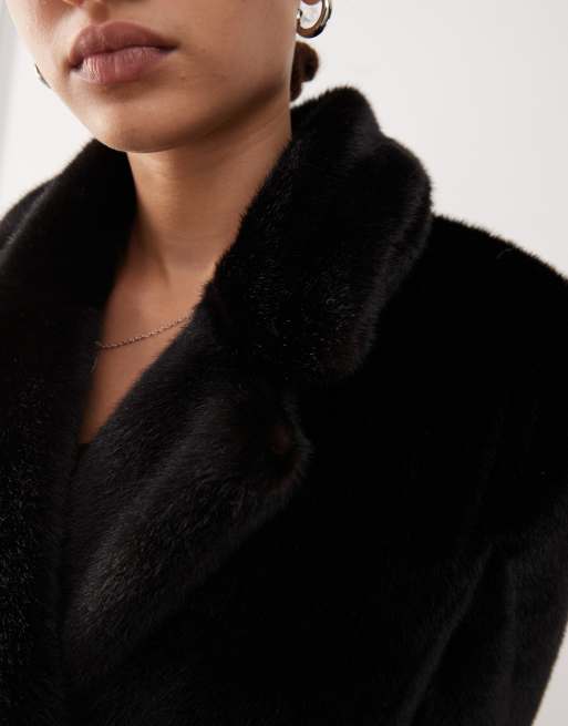 Weekday Kyou oversized faux fur coat in dark brown
