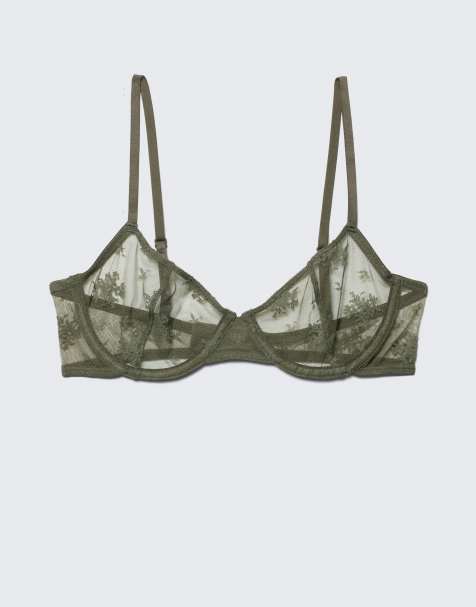 Weekday lace underwire bra in khaki - view 1