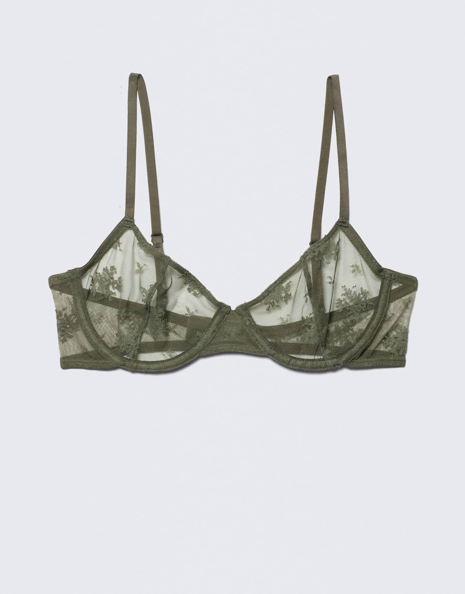 Повседневный кружевной бюстгальтер на косточках цвета хаки