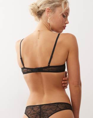 Weekday Lace Wire Bra In Black