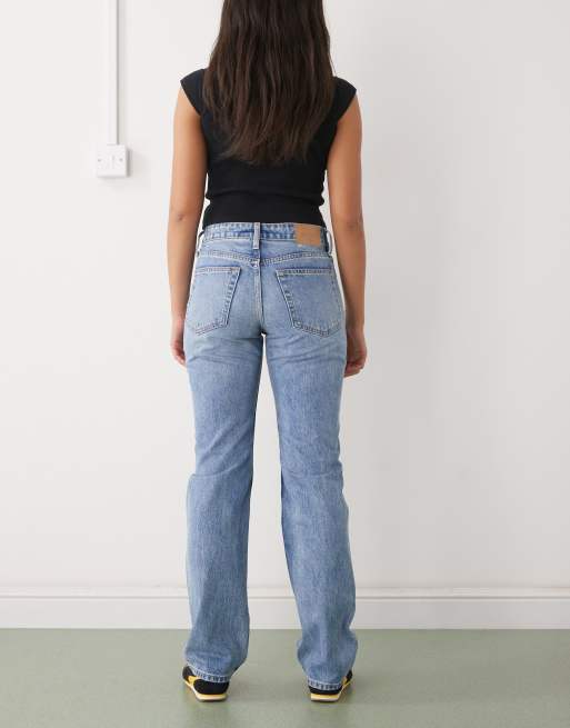 Weekday - Laika - Jeans met rechte pijpen en halfhoge taille in blauwe wassing, 3 van 5