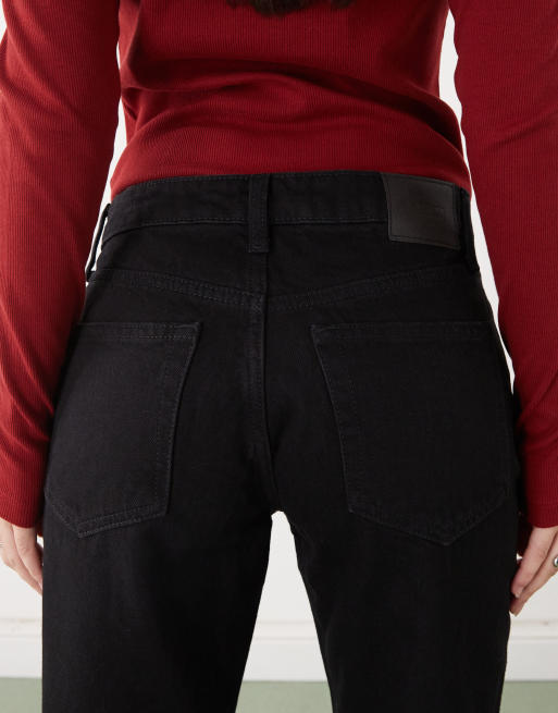 Weekday Laika mid waist straight leg jeans in black rinse wash, 5 of 5