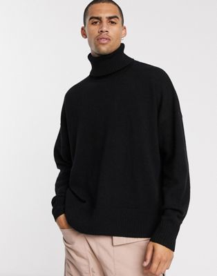 Weekday - Lamar - Sort rullekravesweater i uld