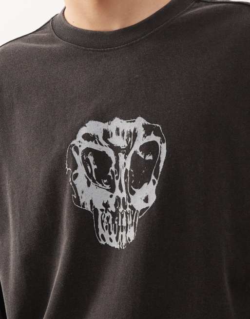 Weekday – Langärmliges, kastiges Oversize-Oberteil in Schwarz mit Grafikprint, 5 von 5