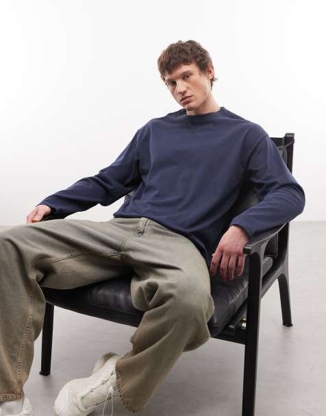 Weekday – Langärmliges Shirt in Marineblau mit lockerem, kastigem Schnitt - view 1