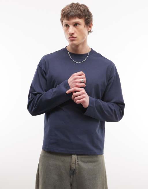 Weekday – Langärmliges Shirt in Marineblau mit lockerem, kastigem Schnitt, 2 von 5