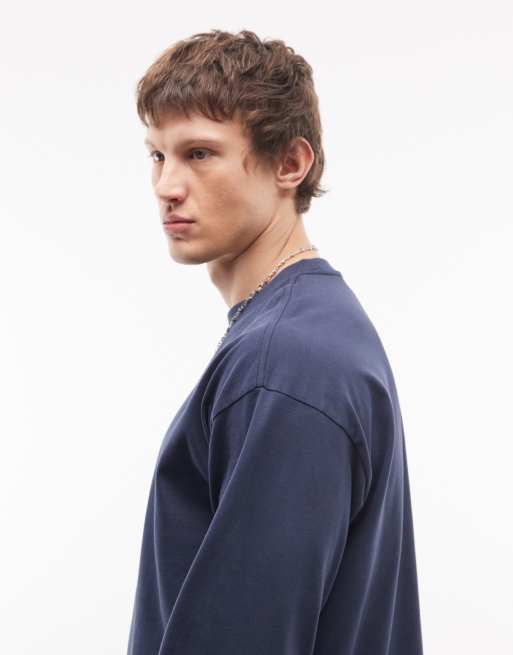 Weekday – Langärmliges Shirt in Marineblau mit lockerem, kastigem Schnitt, 5 von 5