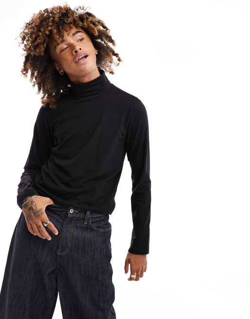 Weekday – Langärmliges Shirt in Schwarz mit Rollkragen