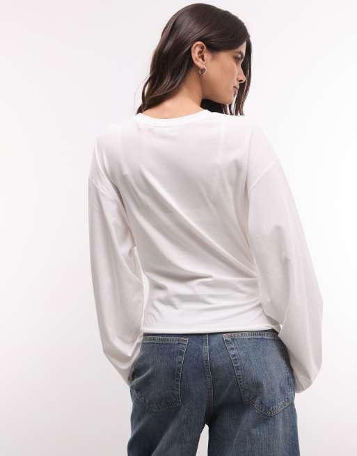 Weekday – Langärmliges, tailliertes Shirt in Weiß, 2 von 4