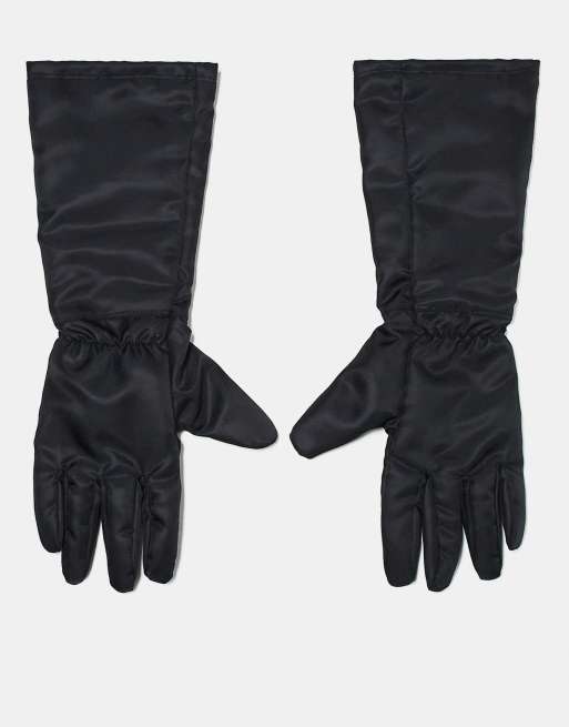 Weekday – Lange Handschuhe aus Webstoff in Schwarz