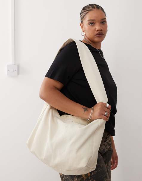 Weekday large cross body bag in ecru herringbone - view 1