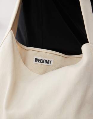 Weekday large cross body bag in ecru herringbone