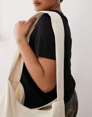 Weekday large cross body bag in ecru herringbone