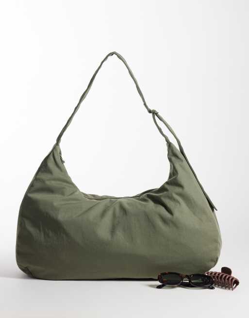 Weekday large nylon tote bag in khaki, 2 of 4