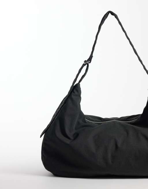 Weekday large ripstop tote bag in washed black, 4 of 4