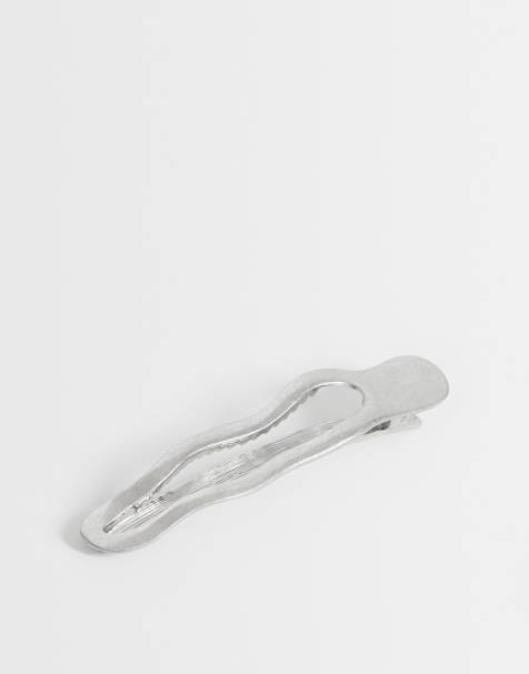 Weekday large wave hair clip in worn silver - view 1
