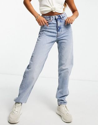 Weekday Lash Extra high waist mom jeans in spring blue