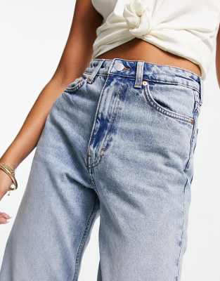 Weekday Lash High Waisted Denim Mom Jeans Seven Blue Oversized Baggy Size 29