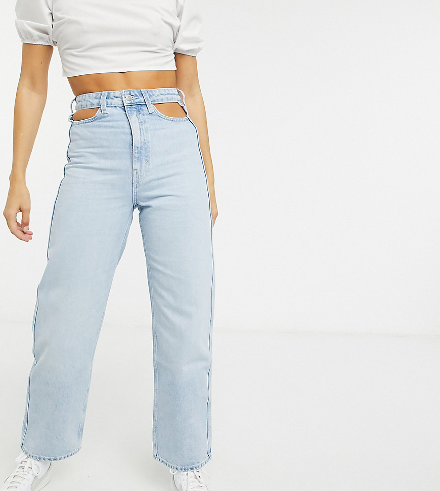 Weekday Lasso Cut-out Detail Mom Jeans In Fresh Blue