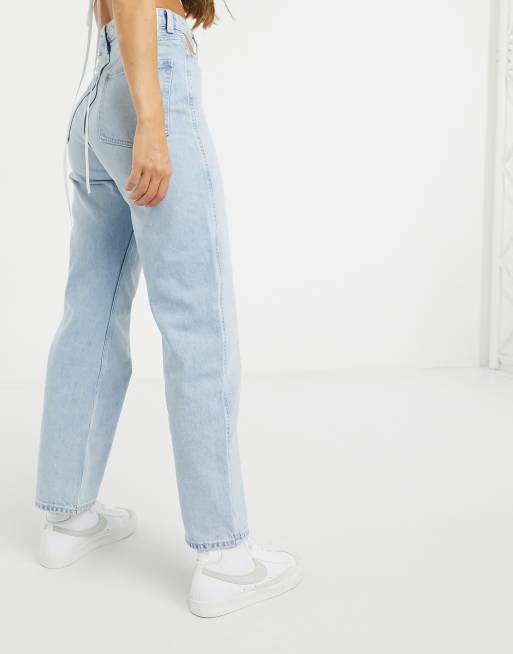 Weekday - Lasso - Mom-jeans i frisk blå med udskæringsdetalje, 2 af 4