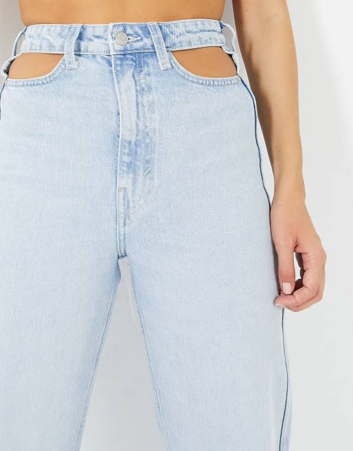 Weekday - Lasso - Mom-jeans i frisk blå med udskæringsdetalje, 3 af 4