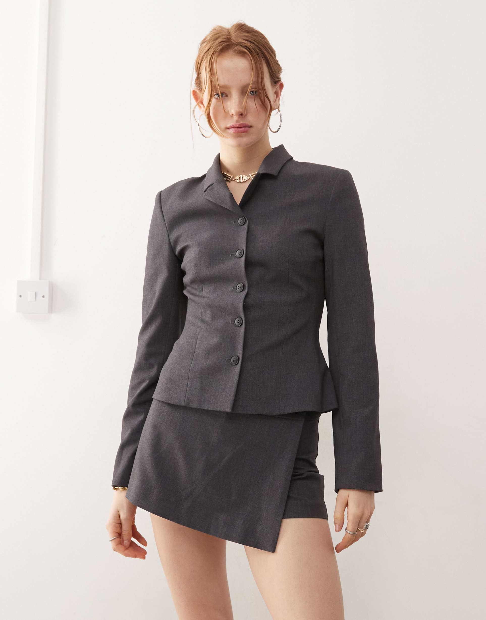 weekday layton tailored skort in dark gray - part of a set