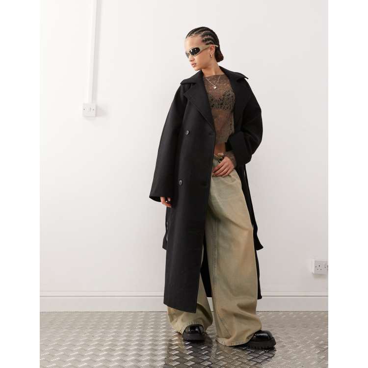 ☆人気☆【WOOALONG】☆Oversized wool blend double coa.t☆ oversized double-breasted wool-blend coat - Black | Weekday WW