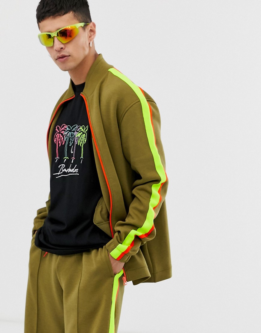 Weekday – Lee – Khakifärgad sweatshirt med dragkedja-Grön