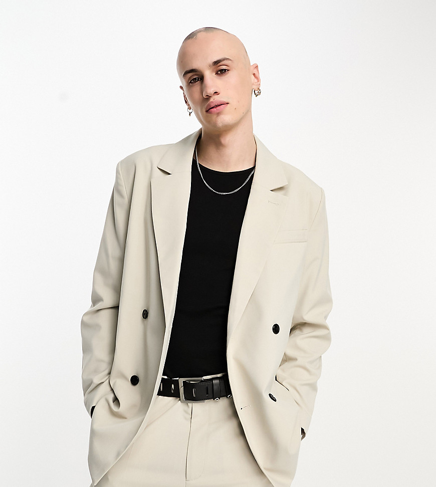 Weekday Leo co-ord double breasted blazer in light grey exclusive to ASOS