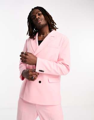 Weekday – Leo – Zweireihiger Blazer in Mittelrosa, Kombiteil, exklusiv bei ASOS