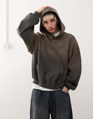 Leon heavyweight jersey oversized hoodie in washed gray