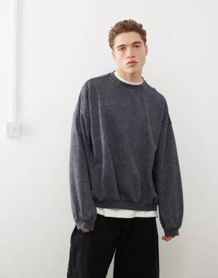 Weekday - Leon - Sweat oversize - Noir délavé - view 1
