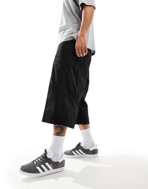 Weekday – Leroy – Cargo-Shorts in Schwarz mit langem, lockerem Schnitt