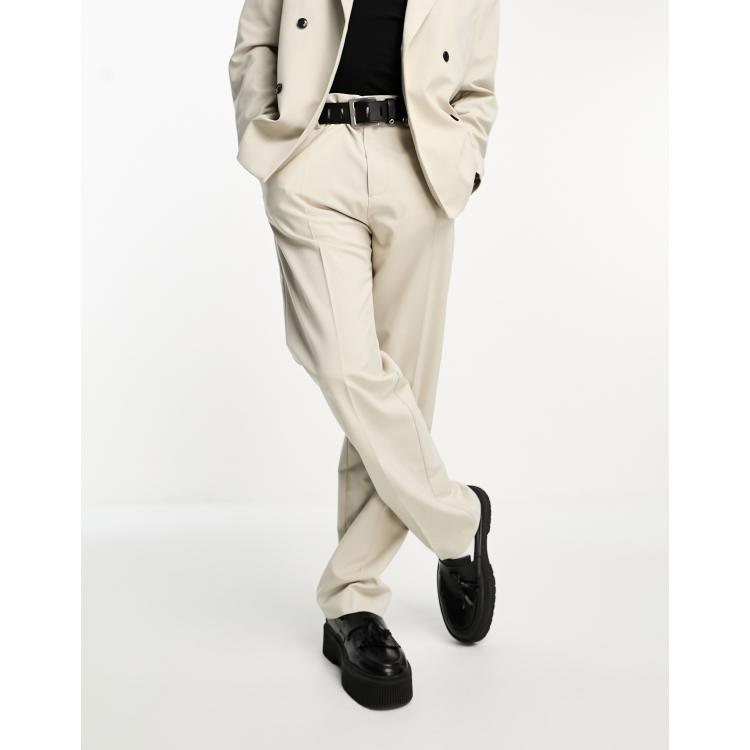 Jack & Jones Originals wide fit suit pants in beige