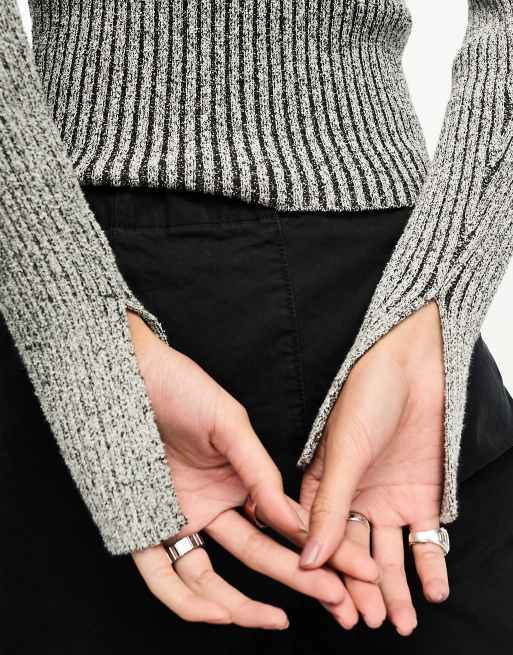 Lex Two Tone Rib Knit Sweater