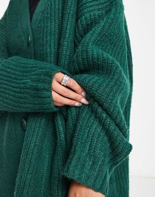 Weekday Leyla oversized cardigan in dark green