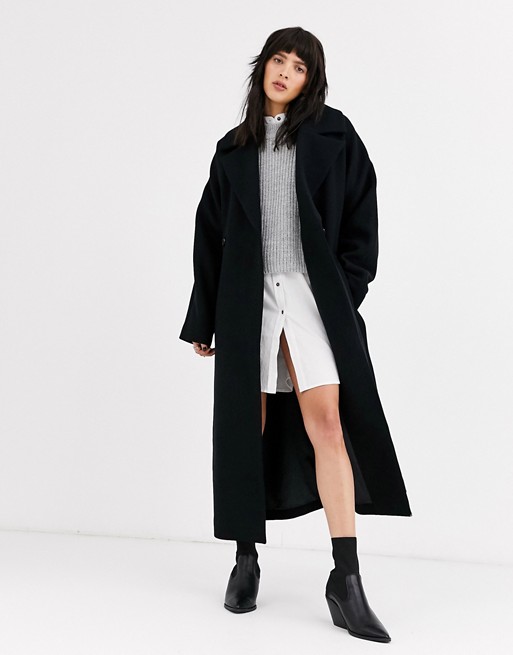 Weekday Lia oversized coat in black
