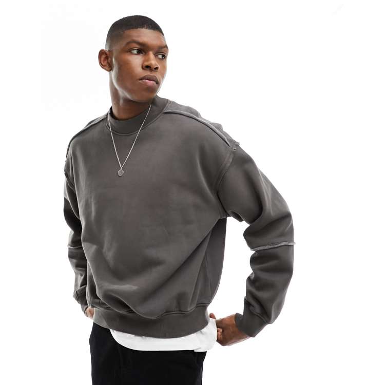 BOXY FIT HOODED SWEATSHIRT - Dark gray