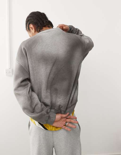 Weekday – Liam – Szara bluza oversize z efektem sprania, postrzępionym szwem i wyblakłą grafiką, 4 z 4