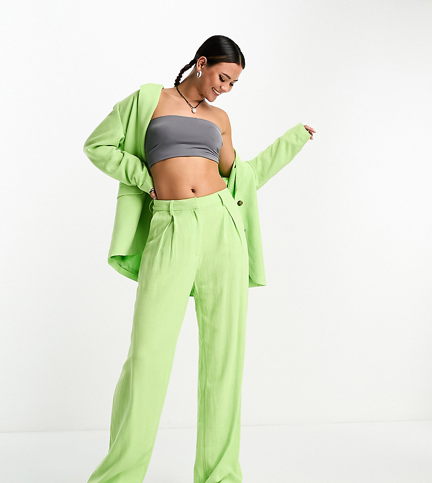 Weekday Lilah co-ord linen trousers in pastel green exclusive to ASOS