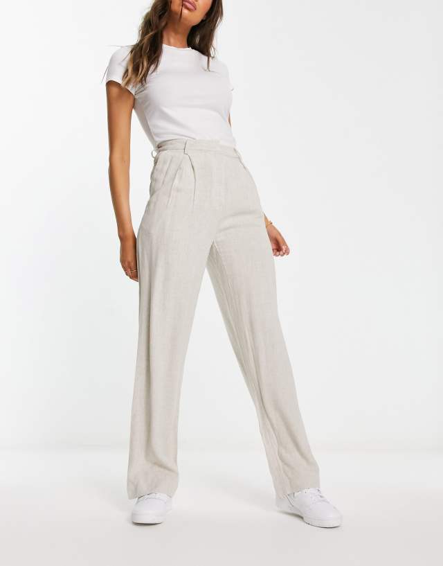 Weekday Lilah linen mix pants in stone