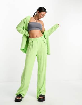 Weekday Lilah Linen Pants In Pastel Green Exclusive To Asos - Part Of A Set