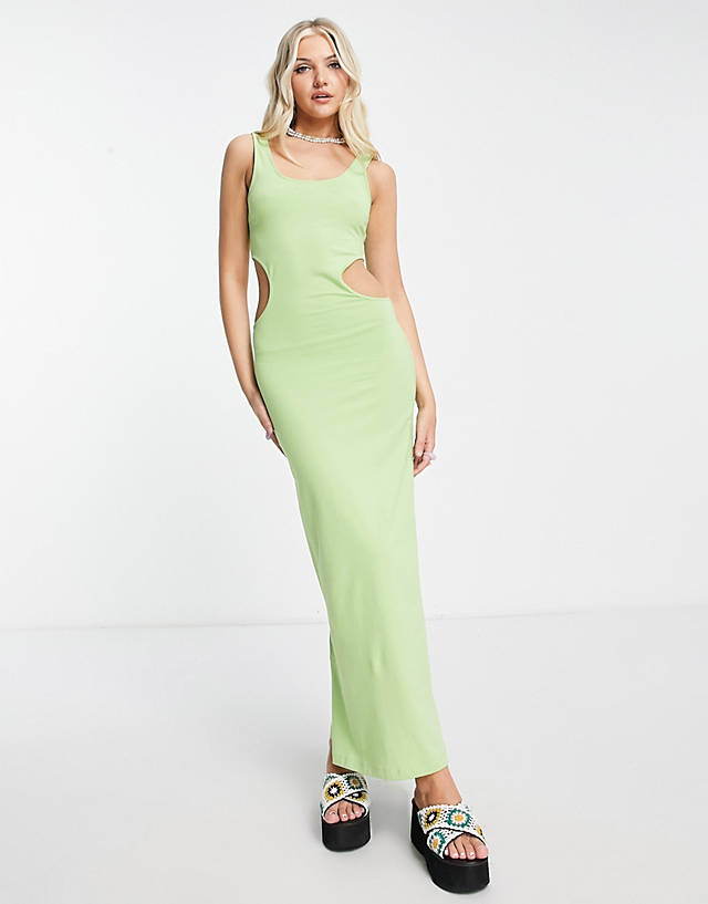 Weekday - lina cut out dress in lime