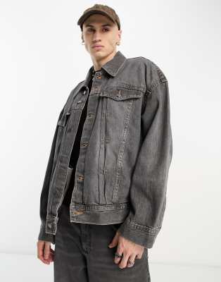 Weekday Lincoln Oversized Denim Trucker Jacket In Washed Black