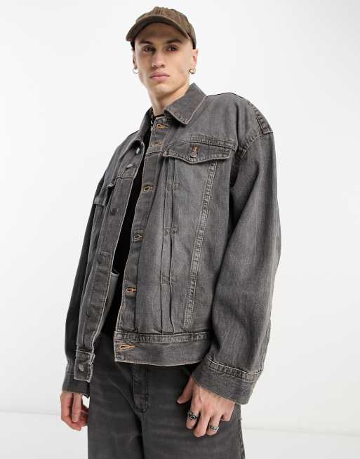 Weekday Lincoln oversized denim trucker jacket in washed black | ASOS