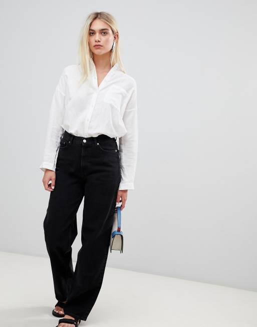 Weekday Line Vintage look straight leg jean with organic cotton in black