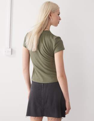 Weekday Linen Blend Fitted T-shirt