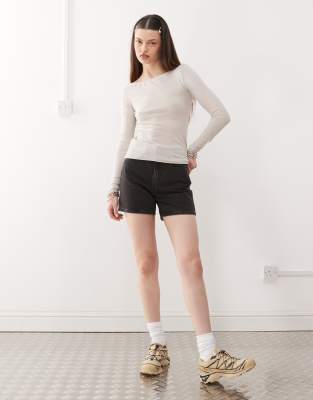 Weekday Linen Blend Long Sleeve Top In Neutral