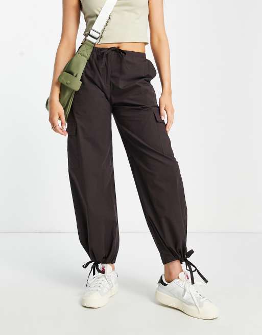 Weekday linen cargo trousers in brown | ASOS